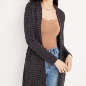 NWT Black Plaid Duster Blazer